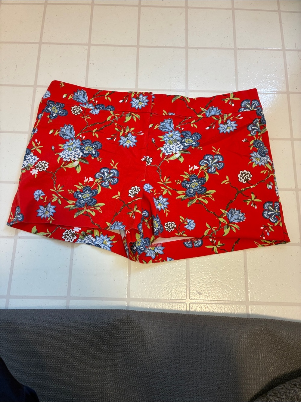 LOFT Red Floral Bike Shorts size 14p